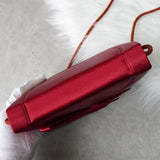 イヴ サンローラン リボン サテン ショルダーバッグ ポシェット レッド - NEWSED