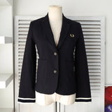 フレッドペリー ロゴ刺繍 シングル テーラードジャケット ブレザー ブラック レディース - NEWSED
