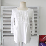 クレージュ スクエアネック フリル 七分丈 チュニック カットソー ホワイト - NEWSED