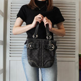 コーチ シグネチャー キャンバス ハンドバッグ ブラック - NEWSED