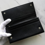プラダ サフィアーノ レザー 長財布 二つ折り財布 三角プレート ブラック - NEWSED