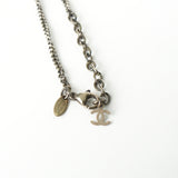 シャネル ココマーク ボーダー チェーン スクエア ネックレス シルバー / ブラック / ホワイト - NEWSED