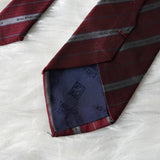 バレンシアガ ヴィンテージ シルク ストライプ柄 ロゴ ネクタイ ワインレッド - NEWSED
