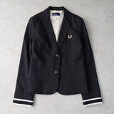 フレッドペリー ロゴ刺繍 シングル テーラードジャケット ブレザー ブラック レディース - NEWSED