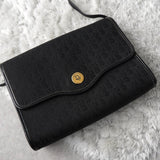 ディオール ヴィンテージ トロッター キャンバス/レザー ショルダーバッグ ブラック - NEWSED