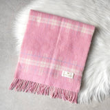 クレージュ ロゴ ウール チェック マフラー ピンク レディース - NEWSED