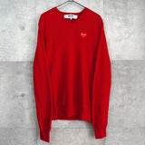 プレイ コム デ ギャルソン ハートロゴ ニット レッド - NEWSED
