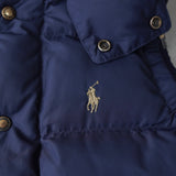 ポロ ラルフローレン ダウンベスト ロゴ刺繍 フード付き ネイビー - NEWSED