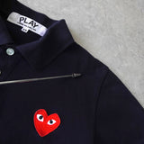 プレイ コムデギャルソン ハートロゴ 半袖ポロシャツ ブラック - NEWSED