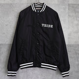 ステューシー ロゴ 刺繍 スタジャン ブラック - NEWSED