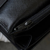 プラダ サフィアーノ レザー 二つ折り財布 長財布 三角プレート ブラック - NEWSED