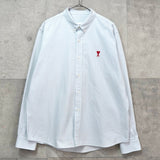 アミパリ アミ パリス ストライプ柄 ハートロゴ 長袖シャツ ブルー - NEWSED