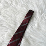 バレンシアガ ヴィンテージ シルク ストライプ柄 ロゴ ネクタイ ワインレッド - NEWSED
