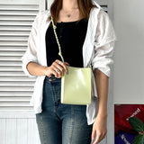 ジルサンダー タングル レザー ショルダーバッグ スモール パステルグリーン 未使用品 - NEWSED