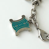 セリーヌ ヴィンテージ トリオンフ ロゴ ラインストーン チェーン ブレスレット シルバー - NEWSED