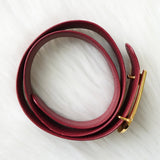 クリスチャンディオール ヴィンテージ ロゴ レザー ベルト ボルドー レディース - NEWSED