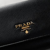 プラダ サフィアーノ レザー 長財布 二つ折り財布 ブラック - NEWSED