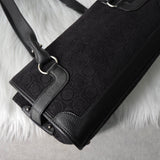 サルバトーレフェラガモ ガンチーニ ベロア調 キャンバス / レザー ハンドバッグ 肩掛け ブラック - NEWSED