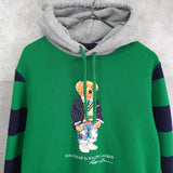 ポロ ラルフローレン ポロベア パーカー ストライプ柄 グリーン / ネイビー - NEWSED