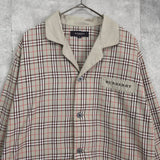 バーバリー ヴィンテージ ロゴ ノバチェック パジャマシャツ カーキ / ベージュ - NEWSED