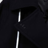 アディダス ロゴ ジッパー ウール ピーコート メンズ ブラック - NEWSED