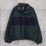 チャップス ラルフローレン ヴィンテージ ダウンジャケット 中綿ジャケット ブルゾン ロゴ 刺繍 カーキ/ネイビー - NEWSED