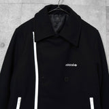 アディダス ロゴ ジッパー ウール ピーコート メンズ ブラック - NEWSED