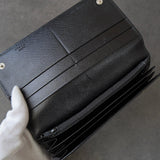 プラダ サフィアーノ レザー 二つ折り財布 長財布 三角プレート ブラック - NEWSED