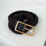 ボッテガ ヴェネタ 編み込み ナロー ベルト ゴールド / ダークブラウン - NEWSED