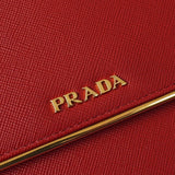 プラダ サフィアーノ レザー 二つ折り財布 長財布 レッド ゴールド - NEWSED