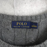 ポロラルフローレン ケーブル編み ニット ロゴ刺繍 グレー - NEWSED