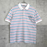 ロエベ ヴィンテージ アナグラム 刺繍 ボーダー柄 半袖ポロシャツ ホワイト × ブルー - NEWSED