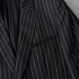 ジバンシィ ジバンシー ピンストライプ柄 ダメージ加工 フリンジ加工 チェスターコート ブラック しつけ糸付き 未使用品 - NEWSED