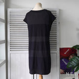 エムエムシックス メゾンマルジェラ シアー ボーダー柄 ミディアム丈 ワンピース ネイビー - NEWSED