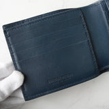 ボッテガ ヴェネタ イントレチャート レザー 二つ折り財布 ネイビー - NEWSED