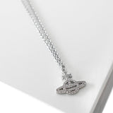 ヴィヴィアン・ウエストウッド オーブロゴ シルバー ラインストーン ネックレス 箱付き - NEWSED