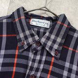 バーバリー ヴィンテージ ロゴ ノバチェック 長袖シャツ ネイビー - NEWSED