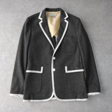 メゾン キツネ シングル テーラードジャケット ブレザー グレー/ホワイト - NEWSED