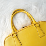 プラダ サフィアーノレザー ハンドバッグ 自立型 三角プレート イエロー - NEWSED