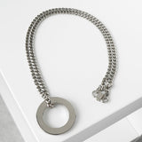 セリーヌ ヴィンテージ サークルロゴ シルバー ネックレス - NEWSED