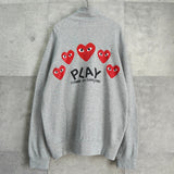 プレイ コム デ ギャルソン ハートロゴ ジップアップ スウェット グレー - NEWSED