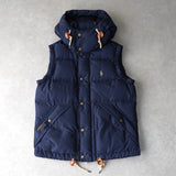 ポロ ラルフローレン ダウンベスト ロゴ刺繍 フード付き ネイビー - NEWSED