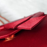 イヴ サンローラン リボン サテン ショルダーバッグ ポシェット レッド - NEWSED