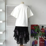 サカイ チュール アシンメトリー フリルスカート 変形 異素材切り替え ブラック - NEWSED