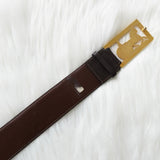 セリーヌ ヴィンテージ サルキー 輪馬車 レザー ベルト ブラウン / ゴールド レディース - NEWSED