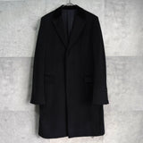 ジョンローレンスサリバン ベロア襟 アンゴラ ウール チェスターコート ブラック - NEWSED