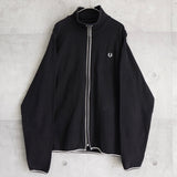 フレッドペリー スウェット生地 ジップアップ ジャケット ロゴ刺繍 ネイビー - NEWSED