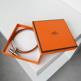 エルメス トグル レザー ブレスレット チョーカー シルバー / ブラウン - NEWSED