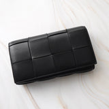 ボッテガ ヴェネタ イントレチャート カセット レザー ロングウォレット 二つ折り財布 ブラック - NEWSED