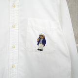 ラルフローレン ポロベア 刺繍 長袖シャツ オックスフォードシャツ ホワイト - NEWSED